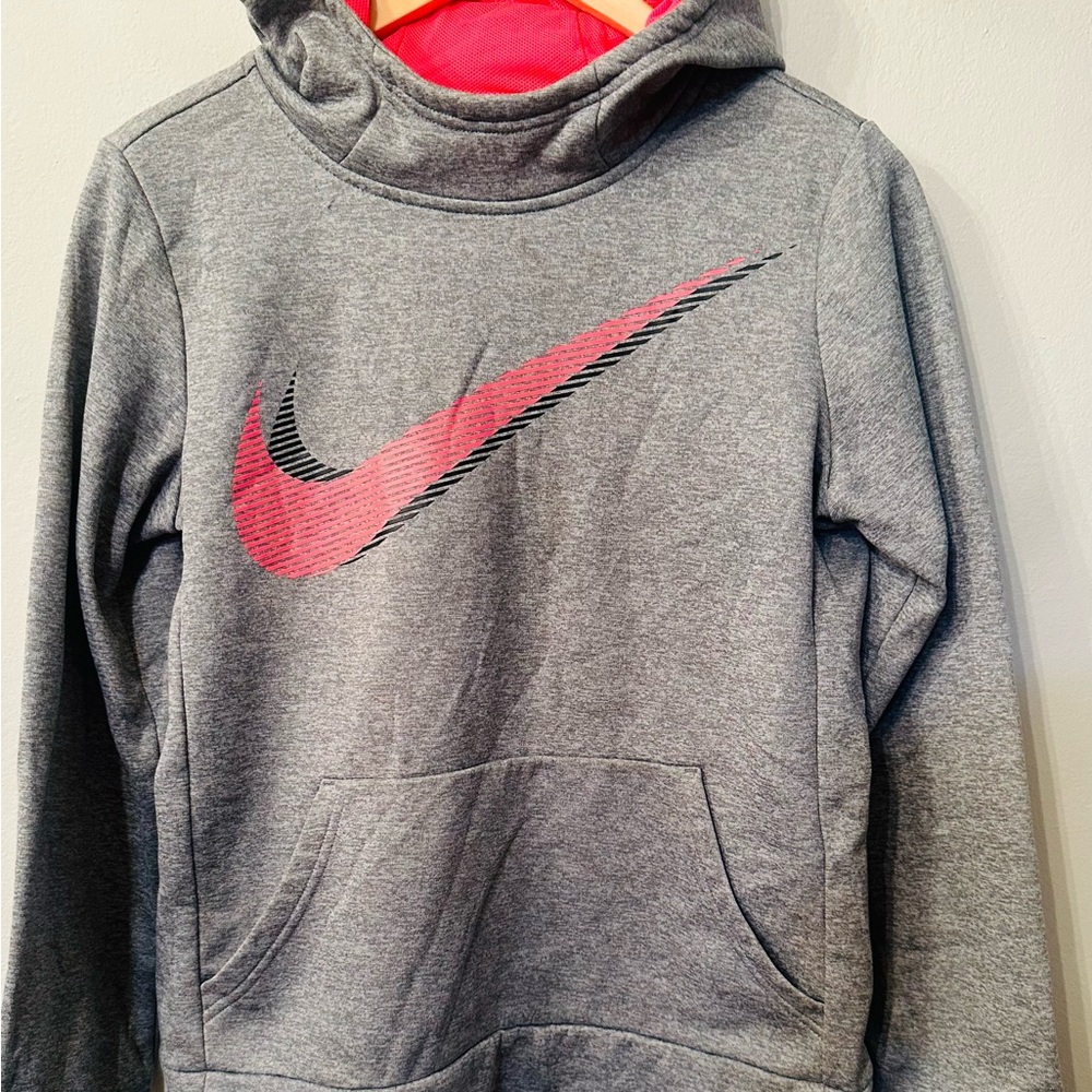 Nike Gray Hoodie with Pink Swoosh